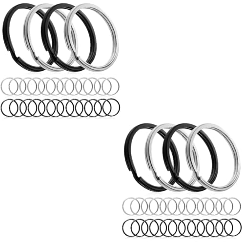TEMPNAP 2 Sätze Schlüsselbund Ringe Aus Sterlingsilber Großer Schlüssel Tastenabdeckungen Flache Schlüsselanhänger Spaltringe Für Die Schmuckherstellung Rostfreier Stahl 28 Stück * 2 von TEMPNAP