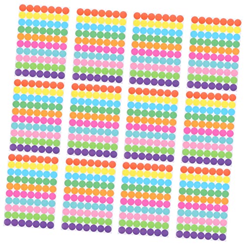 TEMPNAP Dot Stickers 20 Blätter Farbpunkt-aufkleber Aufkleberpapier Rote Punktaufkleber Zahlenaufkleber Kreise Weiße Klebeetiketten Kleine Runde Aufkleber Sternaufkleber Kleine Farbige Punktaufkleber von TEMPNAP