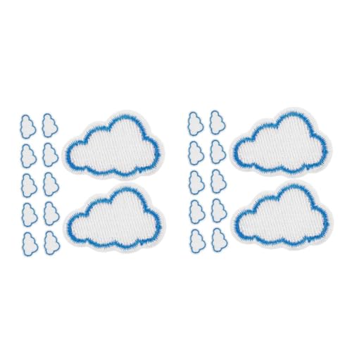 TEMPNAP 2sets Gestickte Stoff Aufkleber Jacken Aufnäher Stickerei Rucksäcke Dekoration Stickflicken Aufbügeln Flicken Für Kleidung Kleidungsflicken Cloud-patch Stickgarn Blue 12pcs*2 von TEMPNAP