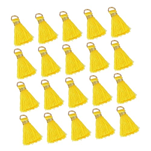 TEMPNAP 30st Quaste Anhänger Bausätze Einziehbar Schlüssel Schmuck Bausatz Zubehör Zappeln Schild Kleine Quasten Abzeichenherstellungsset Strasssteine Lesezeichen Rayon Yellow von TEMPNAP