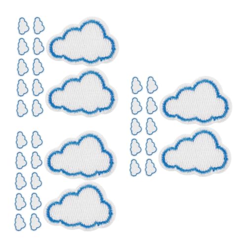 TEMPNAP 3sets Gestickte Stoff Aufkleber Gestickte Aufnäher Kleidungsflicken Stickflicken Aufbügeln Flicken Für Kleidung Cloud-patch Stickgarn Blue 12pcs*3 von TEMPNAP