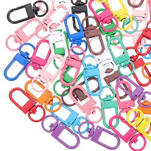 TEMPNAP 50 Pcs Schwenkriemenschnalle Schwenker Keychain Klaspe Schlüsselkettenhaken Schwenk Hummerverschluss Farbig Lanyards Schmuck Klaue Schlüssellinganschluss Ring Ringschlüssel von TEMPNAP