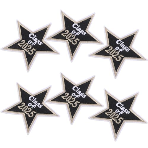 TEMPNAP 6Pcs Gestickter Stoffaufnäher DIY Aufnäher Bügelpatches Stoffabzeichen Trendige Bügelaufnäher Aufnäher für Kleidung Aufnäher für Abschlusskappen zum Aufbügeln Vintage-Patches Black von TEMPNAP