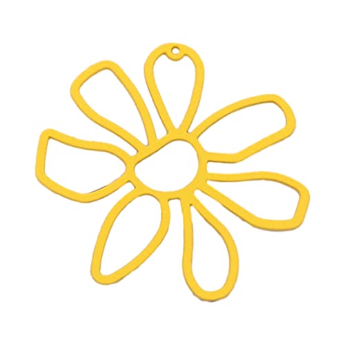 TENCOCO Charm-Anhänger mit unregelmäßigen kleinen Blumen in 9 Farben, 53 x 56 mm, für Frauen, bunter Blumenschmuck, Halsketten, Herstellung von Fundstücken, Gelb von TENCOCO