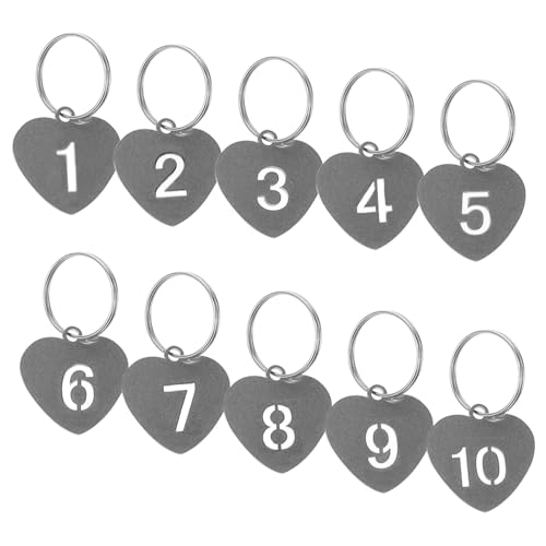 TENDYCOCO 10St Nummernschild Schlüsselanhänger mit Etiketten nummerierter Schlüsselanhänger Anzahl ID-Tags Karten silber Taschenanhänger für Gepäck Zahl Schlüsselanhänger Stahl Silver von TENDYCOCO