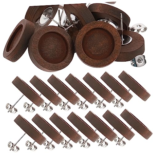 TENDYCOCO 30 Stück Holznieten Basisträger Anhängertabletts Serviertablett Rund Schmuck Lünette Leer Ohrring Studs Basis Ohrring Basis Ohrringe Ohrring Basis Ohrstecker Lünette von TENDYCOCO