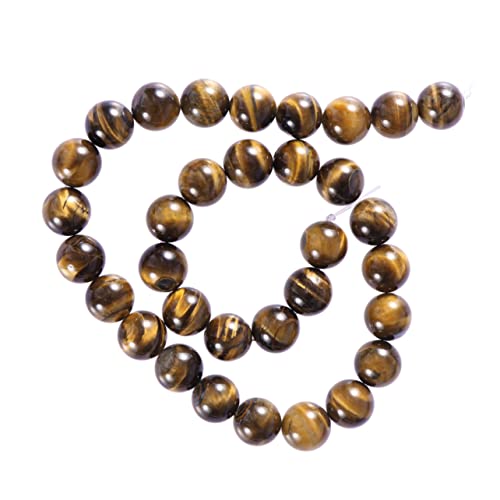 TENDYCOCO 37St Tigerauge lose Perlen Schmuck aus Edelsteinen runde glatte Perlen natürliche Edelsteine Edelsteinperlen Kreisperlen Tiger Eye Edelsteine Tiger Eye für Schmuckherstellung von TENDYCOCO