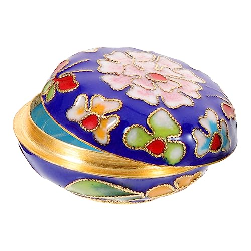 TENDYCOCO Alte Charakteristische Kunsthandwerk Cloisonné Emaille Pulverdose Souvenir Schmuckkästchen Vintage Boxen Schmuckschatullen Großes Kleines Puderetui von TENDYCOCO