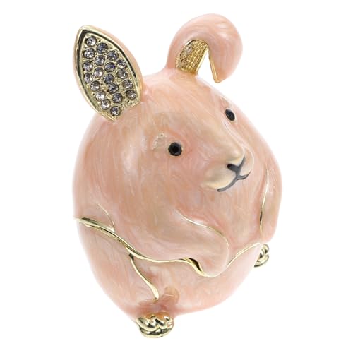 TENDYCOCO Box Schmuckschatulle Rosa Dekor Osterhasen Figuren Reise Schmuckkästchen Aufklappbarer Schmuck Organizer Rosa Baumelnde Ohrringe Schmuckbehälter Creolen Ohrringe Schmuck von TENDYCOCO