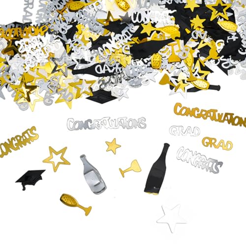 Graduation Deko,Graduation Deko Konfetti Schwarz Gold,Konfetti Gold Schwarz,Congratulations Grad Bestandene PrüFung Geschenk,Abschluss Hut Streudeko,FüR Abschlussfeiern Und PrüFungserfolge von TENGEE