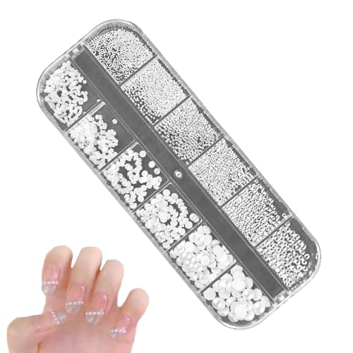 Perlennägel Halbrunde Perlen,Weiße Perlen Für Nägel Halbrunde,Nagel Steine,Steinchen für Nägel,Strasssteine Nägel,Glitzersteine Nägel,Nail Art Strasssteine,für Nageldekoration und DIY Nail Art von TENGEE