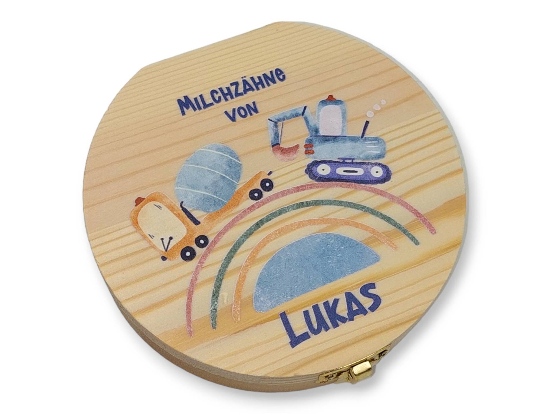 Milchzahndose Personalisiert "Fahrzeugeregenbogen"/Milchzahnbox Aus Holz von TENII