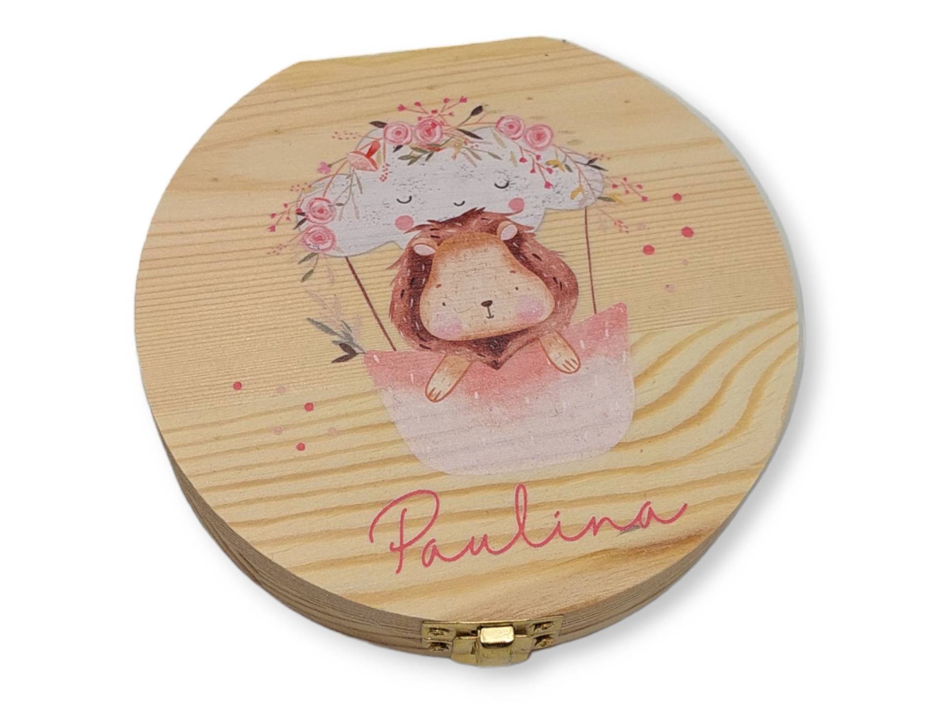 Milchzahndose Personalisiert "Heißluftballon Rosa"/Milchzahnbox Aus Holz, Personalisierte Zahnbox, Kindergeschenk von TENII