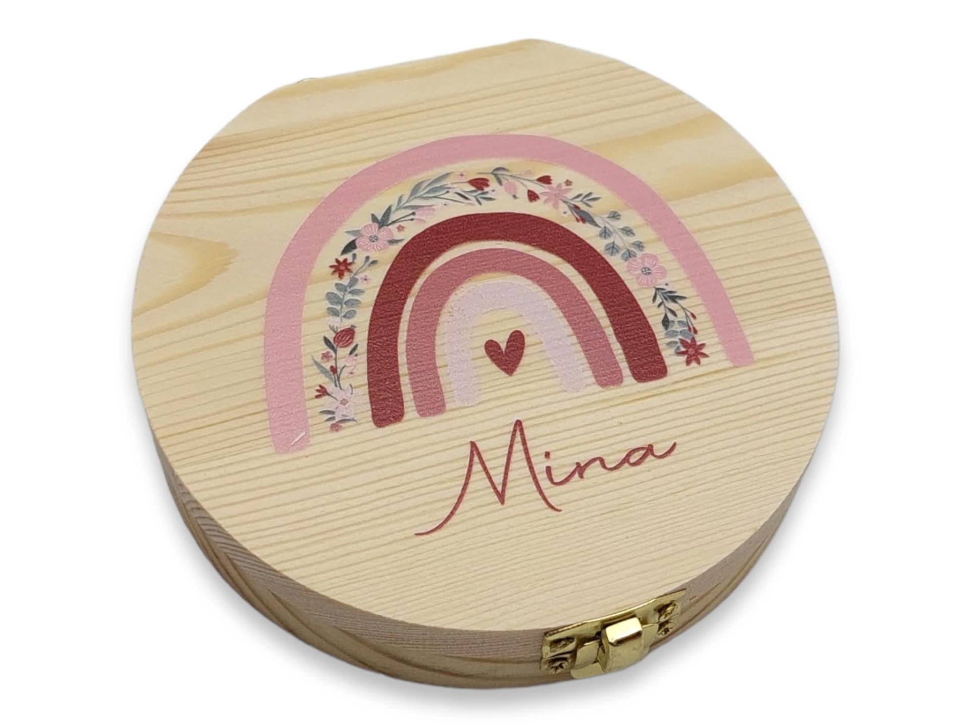 Milchzahndose Personalisiert "Regenbogen Blumen"/Aus Holz, Personalisierte Zahndose, Kinder Geschenk Für von TENII