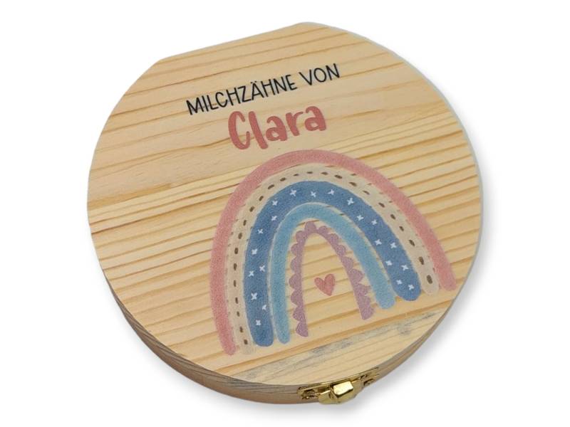 Milchzahndose Personalisiert "Regenbogen Boho"/Milchzahnbox Aus Holz von TENII