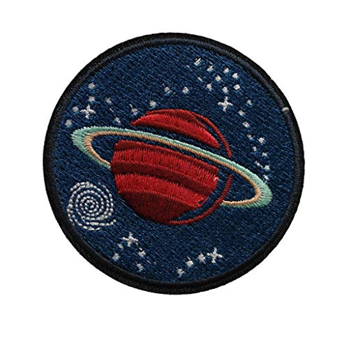 TENNER.LONDON Saturn Stickerei Patch zum Aufbügeln oder Aufnähen auf Regenbogen Bestickt NASA Astronaut Motiv Space Explorers Transfer-Applikation von TENNER.LONDON