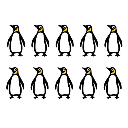 TENNER.LONDON Set von 10 King Pinguine DIY Bügelbild auf Siebdruck Stoff Applikation Maschinenwäsche Pinguin von TENNER.LONDON