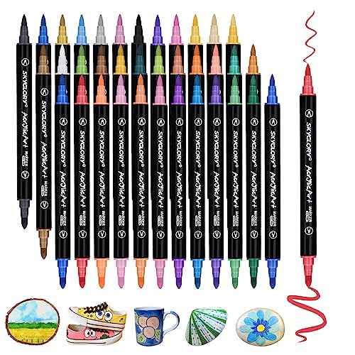 TENXSNUG Acrylstifte für Steine Wasserfest, 36 Farben Doppelspitze Acrylstifte Marker Stift, Permanent Stifte Steine Bemalen Paint Marker Set für DIY Stein, Holz, Leinwand, Papier, Glasmalerei von TENXSNUG