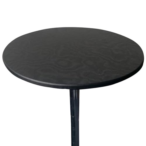 Spann Tischdecke rutschfeste runde Tischdecke Gartentischdecke Outdoor Tischdecke abwischbare schmutzabweisende Tischdecke, hitzebeständig, für Haus Partys Restaurant (Black,130cm) von TEPPOIC