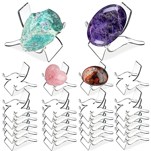 (24 PCS) Acryl Display Ständer für Crystal ,Rock ,Clear Display Staffelei Ständer Sockel für Crystal Geodes Rock Healing Kristall Natürliche Rose Rohstein Quarz Herz Stein/ (groß) von TERDEWE