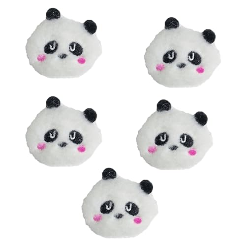 5 x Plüsch-Haarapplikationen in Panda-Form, gepolstert, für Hüte, Nähzubehör, Flicken, Haarspangen, Dekor von TERNCOEW