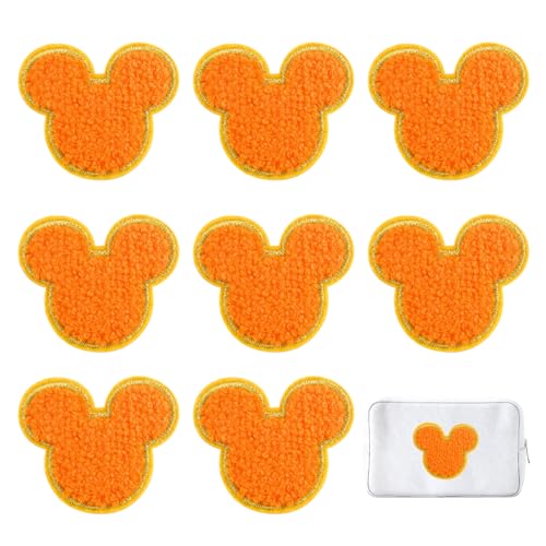 TERRISHE Mickey Head Patches zum Aufbügeln, Chenille-Flicken, bestickt, zum Aufbügeln, für Kleidung, Hemden, Jeans, Taschen, Hüte, 4 x 4 cm, Orange von TERRISHE