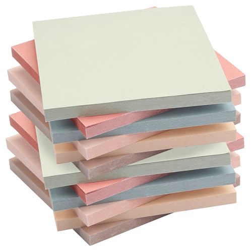 12 Stück Haftnotiz, 76 x 76 mm Farbige Sticky Notes Haftnotizen Klebezettel, Bunte Quadratische Selbstklebende Haftnotizzettel Notizzettel Klebend Bunt für Büro, Schule, Zuhause von TESSTSY