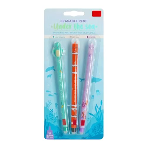 3er-Pack Radierbarer Kugelschreiber, 2025 Süße Radiergummis, Radierbare Stifte mit Blau Schwarz Lila Mine, Radierstift, Seepferdchen Schildkröte Radierbarer Gelstift, Erasable Pen Under The Sea (A) 3er-Pack Radierbarer Kugelschreiber, 2025 Süße Radiergummis, Radierbare Stifte mit Blau Schwarz Lila Mine, Radierstift, Seepferdchen Schildkröte Radierbarer Gelstift, Erasable Pen Under The Sea (A) von TETSMG