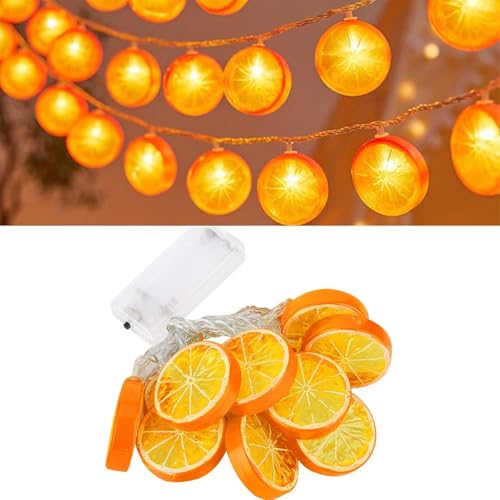 Aperol Deko Lichterkette Orange, 2 m 10 LED Aperol Spritz Kostüm Orangenscheiben Lichterkette Batteriebetrieben für Karneval, Halloween, Außen & Innen, Deko Wohnzimmer, Schlafzimmer (2 m/10 Led) von TETSMG