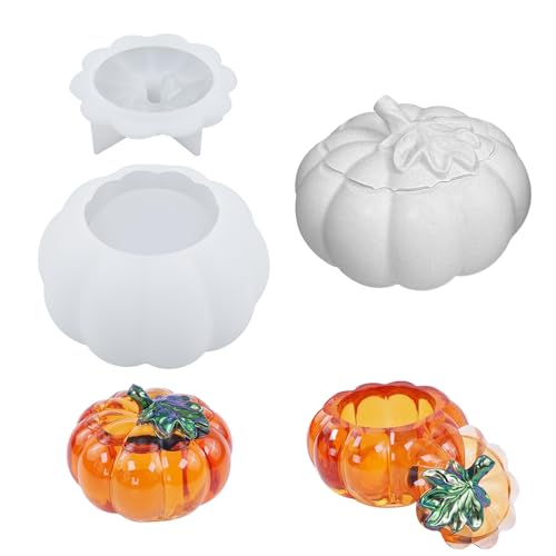 Silikonformen Gießformen, Halloween Kürbis Silikonform Kerzenhalter, 3D Kürbis Silikon Gießformen Silikonform Herbst, DIY Halloween Thanksgiving Geschenk Herbstdeko Container (B) von TETSMG