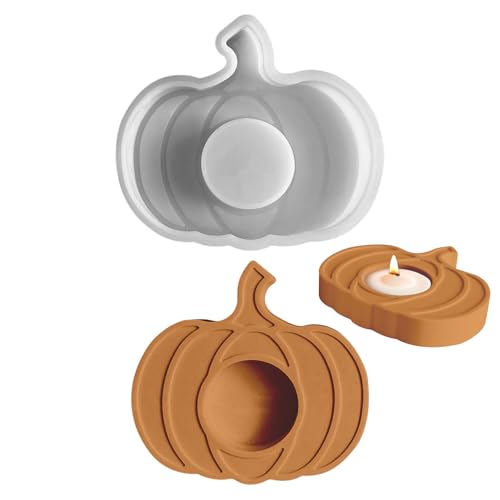 Kürbis Silikonformen Gießformen Kerzenhalter, 3D Halloween Kürbis Silikonform Kerzenhalter für Teelichter, Silikon Gießformen Silikonform Herbst, Diy Halloween Thanksgiving Geschenk (E) von TETSMG