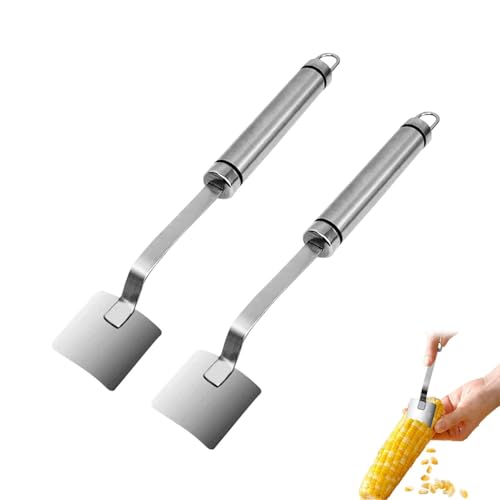 Maisschäler, Maiskolben Schäler aus Edelstahl mit Ergonomischem Griff, Corn Stripper Corn Peeler Maisschneider Messer, Sparschäler Edelstahl, Küchenhelfer, Gemüseschäler für Küche Salat BBQs (2 PCS) von TETSMG