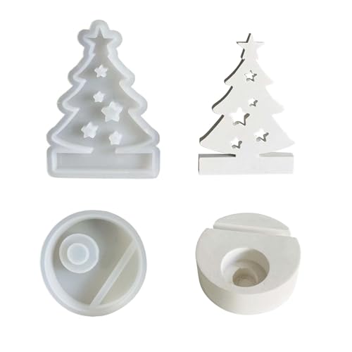 Silikonform Tannenbaum Einschieber, Silikonform Weihnachten,Silikonformen Gießformen Weihnachten Silikonform Kerzenhalter Lebensbaum Silikon Gießform Kerzenhalter zum Gießen (Stern+Sockel) von TETSMG