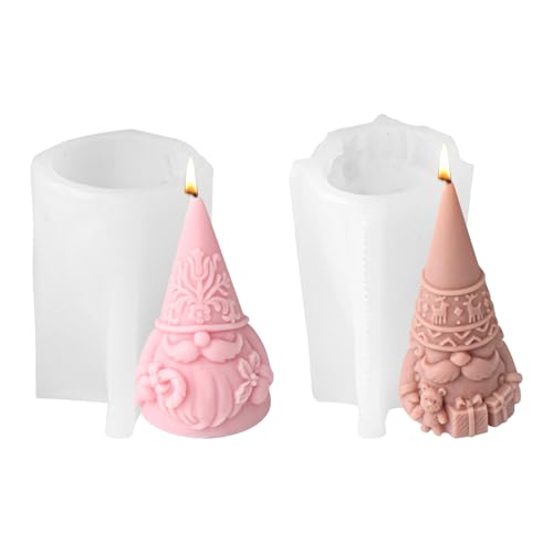 Silikonform Weihnachten Wichtel, 3D Weihnachtswichtel Silikonformen Gießformen Weihnachten Kerzenformen zum Gießen, Silikon Gießform Weihnachten Giessformen Gießformen Silikon Weihnachten (2 PCS) von TETSMG