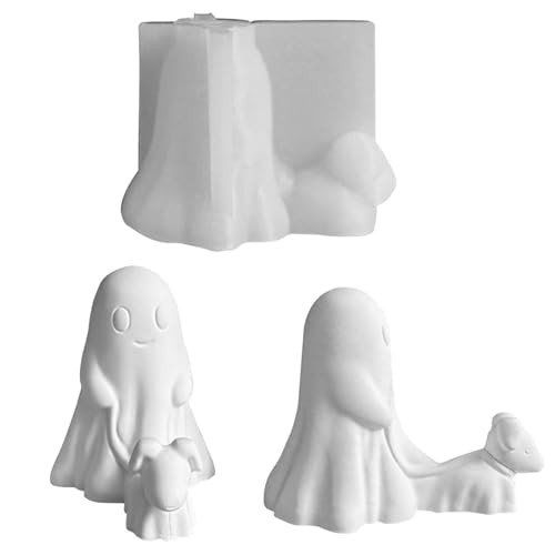 Silikonformen Gießformen Halloween Geister, 3D Niedlich Gespenster Silikonform, Halloween Ghost Silikonformen Silikon Giessformen Gießform zum gießen, DIY Halloween Deko Handwerk (B) von TETSMG