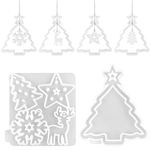 Silikonformen Gießformen Weihnachten, Silikonform Weihnachten Anhänger Weihnachtsbaumschmuck, Gießformen Silikon Weihnachten Giessformen Silikon Gipsformen, DIY Christbaumschmuck (A Weihnachtsbaum) von TETSMG