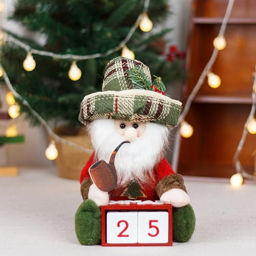 Weihnachtsdeko Holz Adventskalender 2024, Tischdeko Weihnachten Countdown Kalender aus Holz, Weihnachtsdeko Tisch Adventskalender 2024, Holz Kalender für Weihnachten Deko Home Büro (Weihnachtsmann B) von TETSMG