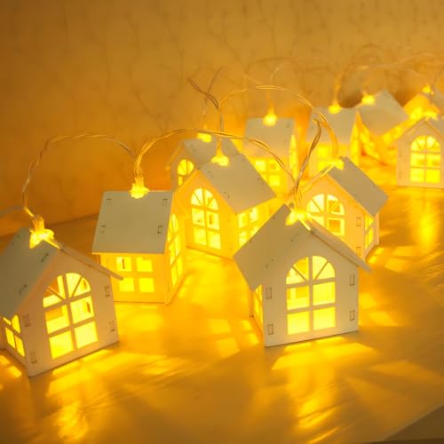 Weihnachtsdeko Lichterkette Häuser Weihnachtsbeleuchtung, 2 M LED Lichterkette Häuser, Weihnachten Lichterketten Innen und Außen, Beleuchtung Weihnachten Häuser Lichterketten für Weihnachten Deko (C) von TETSMG