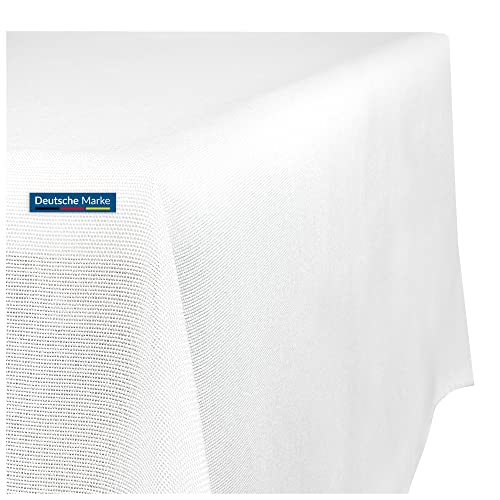 TEXMAXX® Tischdecke abwaschbar eckig - 100 x 100 cm in Weiss/Maßgefertigte Tischdecke Leinenoptik/Tischdecke wasserabweisend mit Lotuseffekt/Gartentischdecke mit Fleckschutz von TEXMAXX