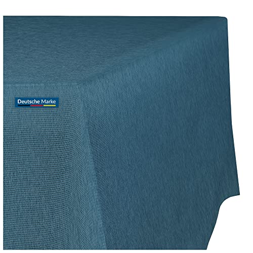 TEXMAXX® Tischdecke abwaschbar eckig - 120 x 120 cm in Blau/Maßgefertigte Tischdecke Leinenoptik/Tischdecke wasserabweisend mit Lotuseffekt/Gartentischdecke mit Fleckschutz von TEXMAXX