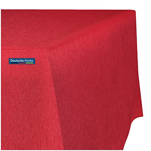 TEXMAXX® Tischdecke abwaschbar eckig - 140 x 140 cm in Rot/Maßgefertigte Tischdecke Leinenoptik/Tischdecke wasserabweisend mit Lotuseffekt/Weihnachtstischdecke Leinen von TEXMAXX