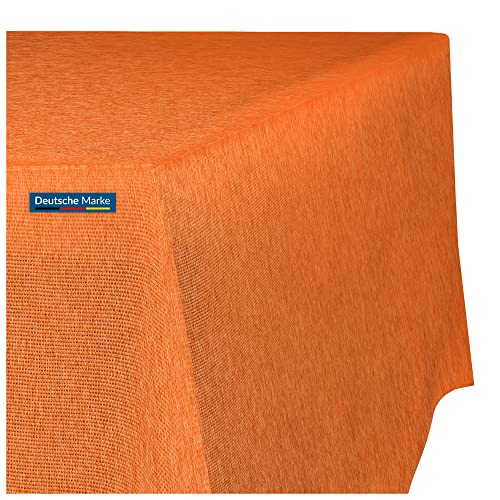 TEXMAXX® Tischdecke abwaschbar eckig - 140 x 230 cm in Orange/Maßgefertigte Tischdecke Leinenoptik/Tischdecke wasserabweisend mit Lotuseffekt/Weihnachtstischdecke Leinen von TEXMAXX