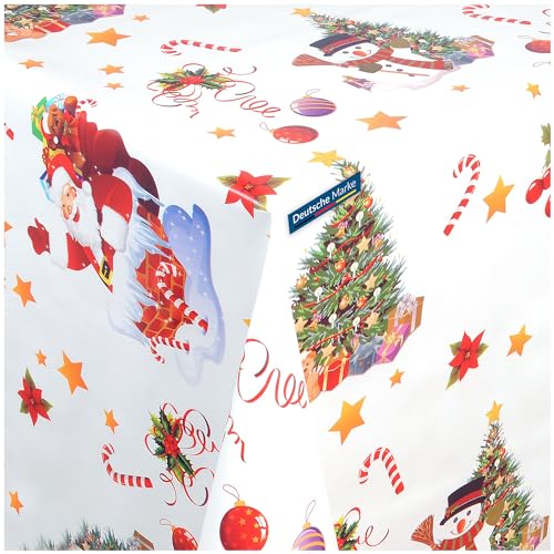 TEXMAXX® Wachstuchtischdecke Weihnachten versch. Größen - 180 x 140 cm/abwaschbare Tischdecke/Wachstischdecke/Weihnachts Wachstuch Tischdecke in Weiß von TEXMAXX