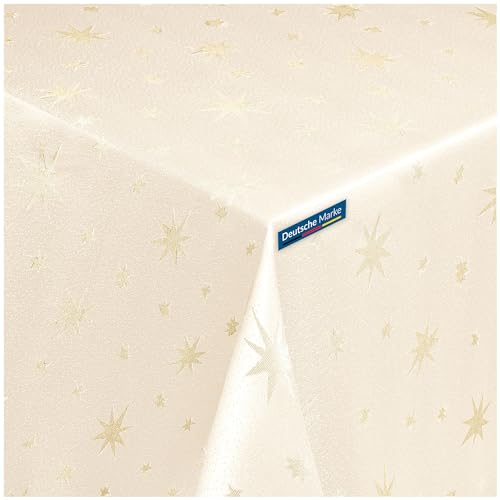 TEXMAXX® Weihnachtstischdecke - 130 x 220 cm/Tischdecke Weihnachten Stoff/Weihnachten Tischdecke Stoff/Weihnachtstischtuch/Tischdecke Creme/Gold von TEXMAXX