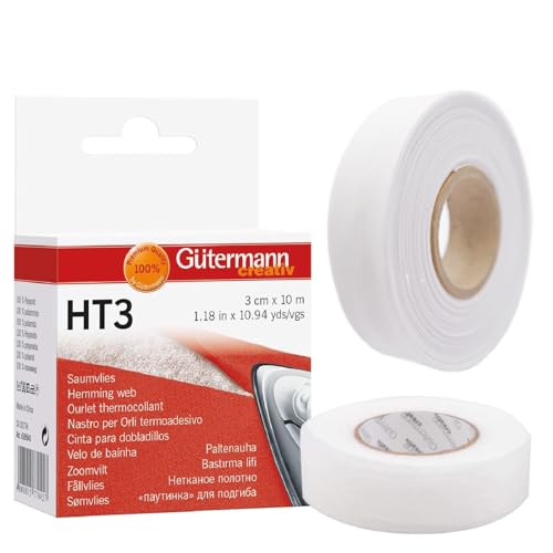 TEXTEX = Packung Schrägband, 20 mm Breit, 50% Baumwolle und 50% Polyester. 10m Stück - (Weiß) + Gütermann HT3 Saumband von TEXTEX