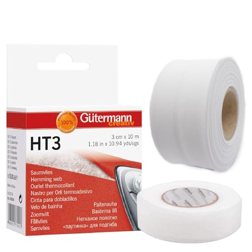 TEXTEX = Packung Schrägband, 40 mm Breit, 50% Baumwolle und 50% Polyester. 10m Stück - (Weiß) + Gütermann HT3 Saumband von TEXTEX