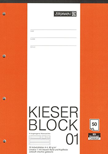 Kieserblock 01 "BRUNNEN" 50 Blatt/Lineatur 1 - DinA4 / 80 g von TEXTIMO