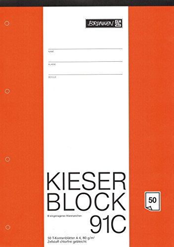 Kieserblock 91C "BRUNNEN" 50 Blatt/T-Konten - DinA4 / 80 g von TEXTIMO