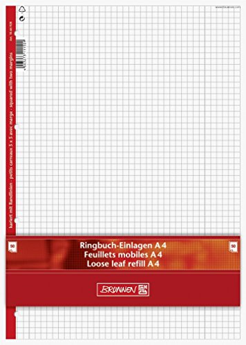 Ringbuch - Einlagen / Papier "BRUNNEN" 50 Blatt - kariert mit Randlinie innen und außen (Lineatur 28) - A4 (21,0 x 29,7 cm) von TEXTIMO