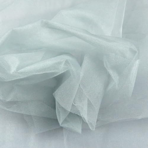 Textrend Tüllstoff - Kleidung und Dekorationen - Stoff zum Nähen - Hochzeitsdekoration - Tüll Meterware - Polyester - Textilien 1x1.6m (Silber) von TEXTREND